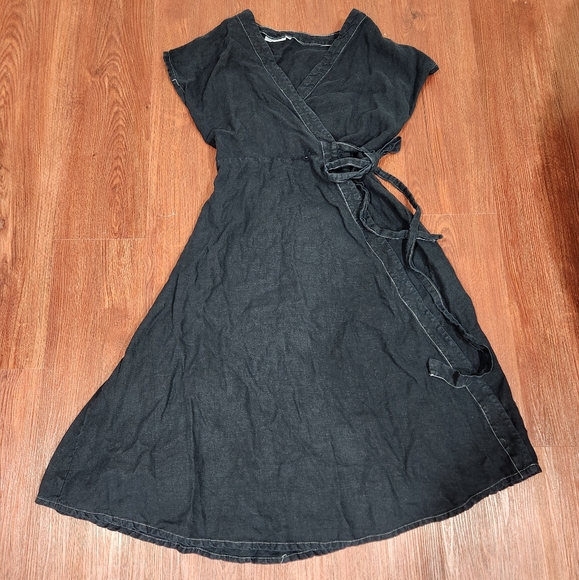 Only Child Palo Blue Linen Wrap Dress - Picture 2 of 6